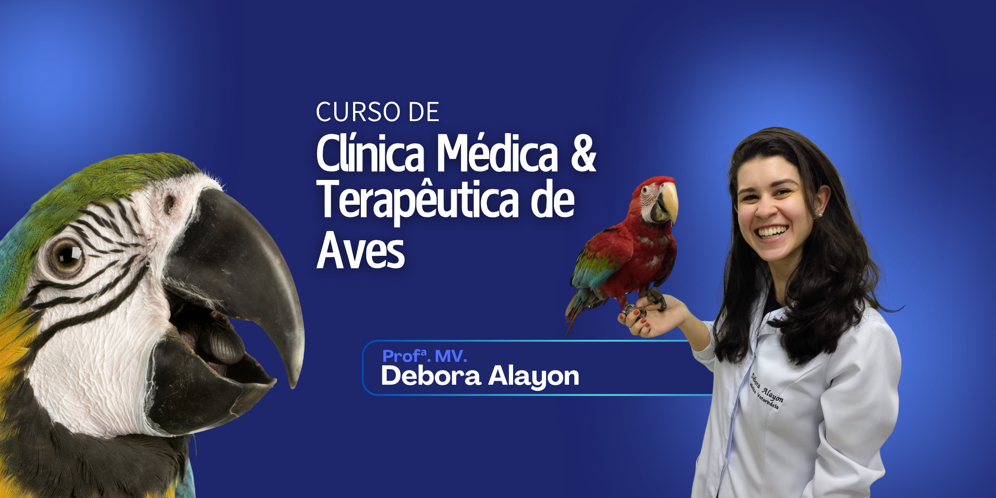 Capa do curso de clinica medica de aves com a Prof. Debora Alayon