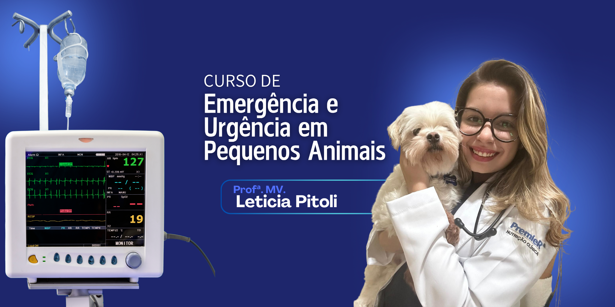 Capa do curso de Emergencia e urgencia de pequenos com a Prof. Leticia Pitoli