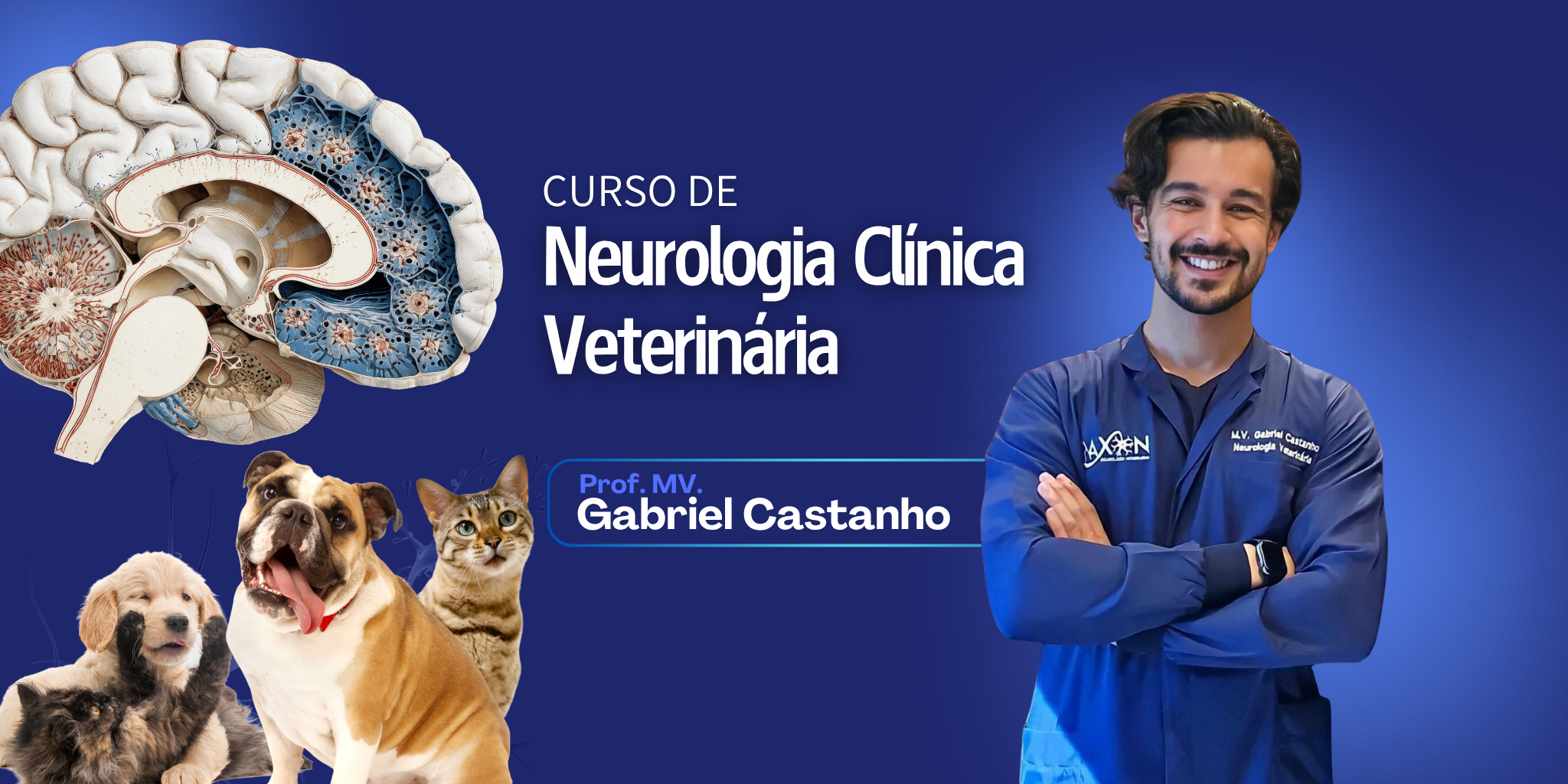 Capa do curso de Neurologia Veterinária com o Prof. Gabriel Castanho
